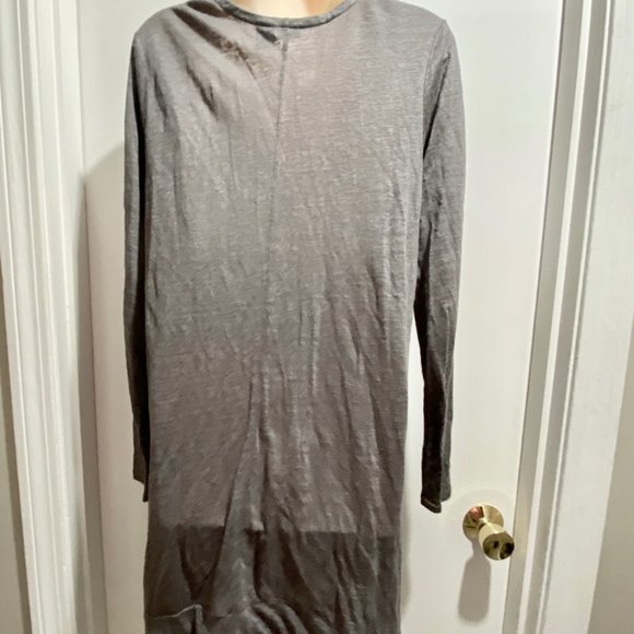 (3) Tahari Grey Lagenlook Boho Fine Linen Knit Open Front Cardigan M - Picture 5 of 5